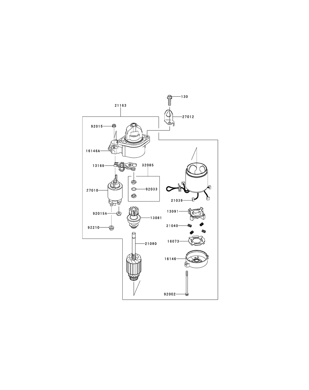 Kawasaki Fx850-S11 Starter Diagram and Parts List for S6031-KW 53DI8DU6050-31HP Cub Cadet Lawn Tractor
